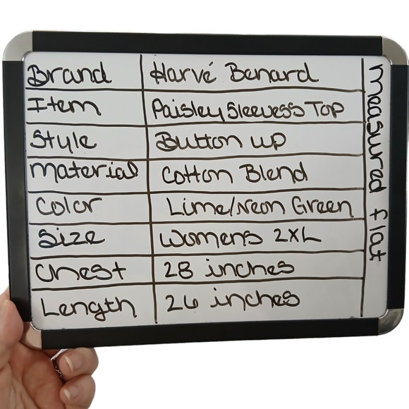 Green Harve Benard Paisley Button Up Sleeveless Top Women's Sz 2XL Neon Sheer - Picture 11 of 11